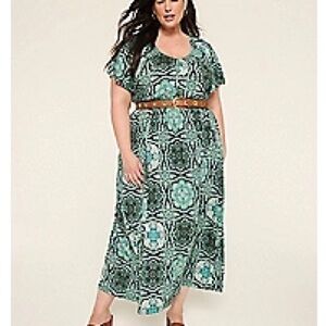 Lane Bryant Flutter Sleeve Elastic - Waist Maxi Dress